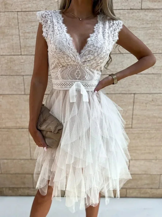 Robe longue de soirée pour femmes, automne hiver, robe en dentelle blanche sexy, décolleté en V, dos nu, laçage, robes moulantes, Vestidos Verano
