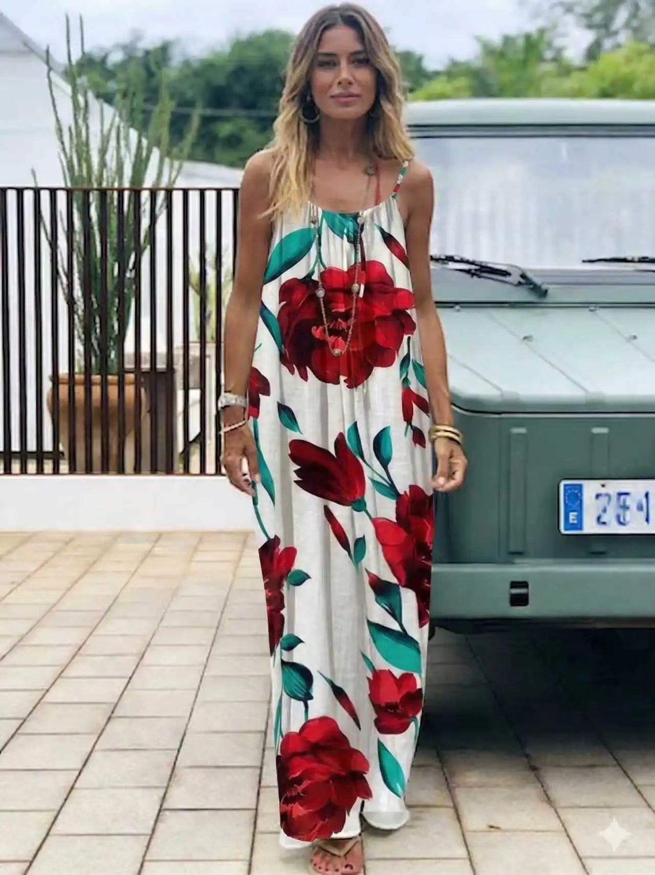 2026 New Model: Strapless Back-Disclosing Printed Long Dress – Summer Vacation Style, Comfortable Dress