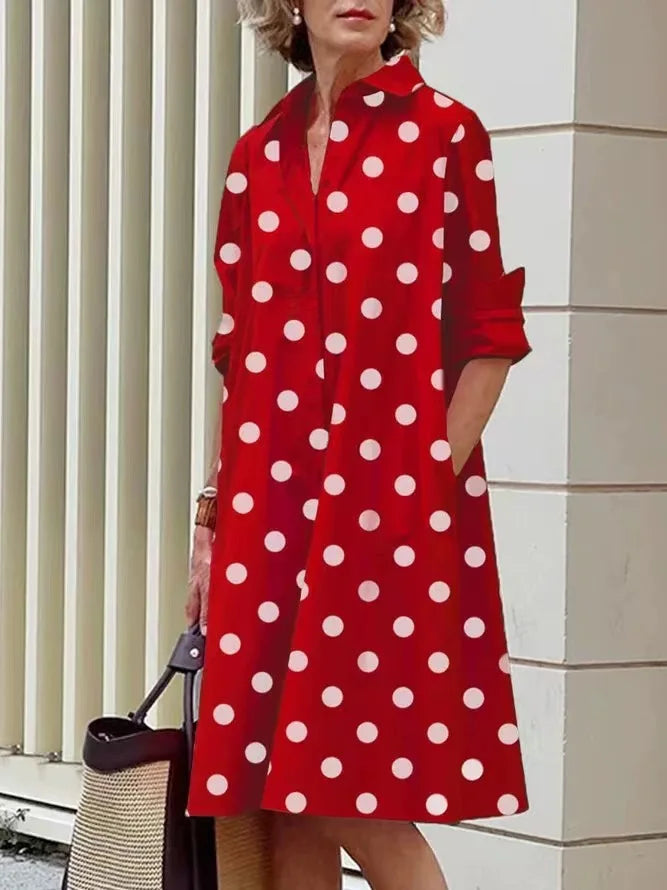 Simple Print Midi Dress Sleeveless Dress V-neck Bubble Sleeve Long Dress Casual Style Business Suit Polyester Fabric