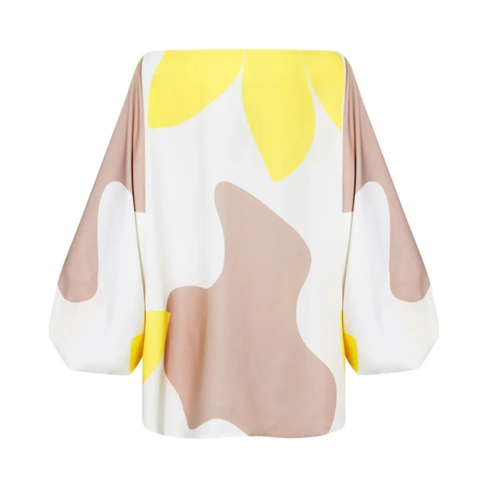 Fashionable Fringed Printed Women Skirt Two-piece Set Spring Autumn Elegant Slanted Collar Mid Length Sleeve Women's Skirt Set