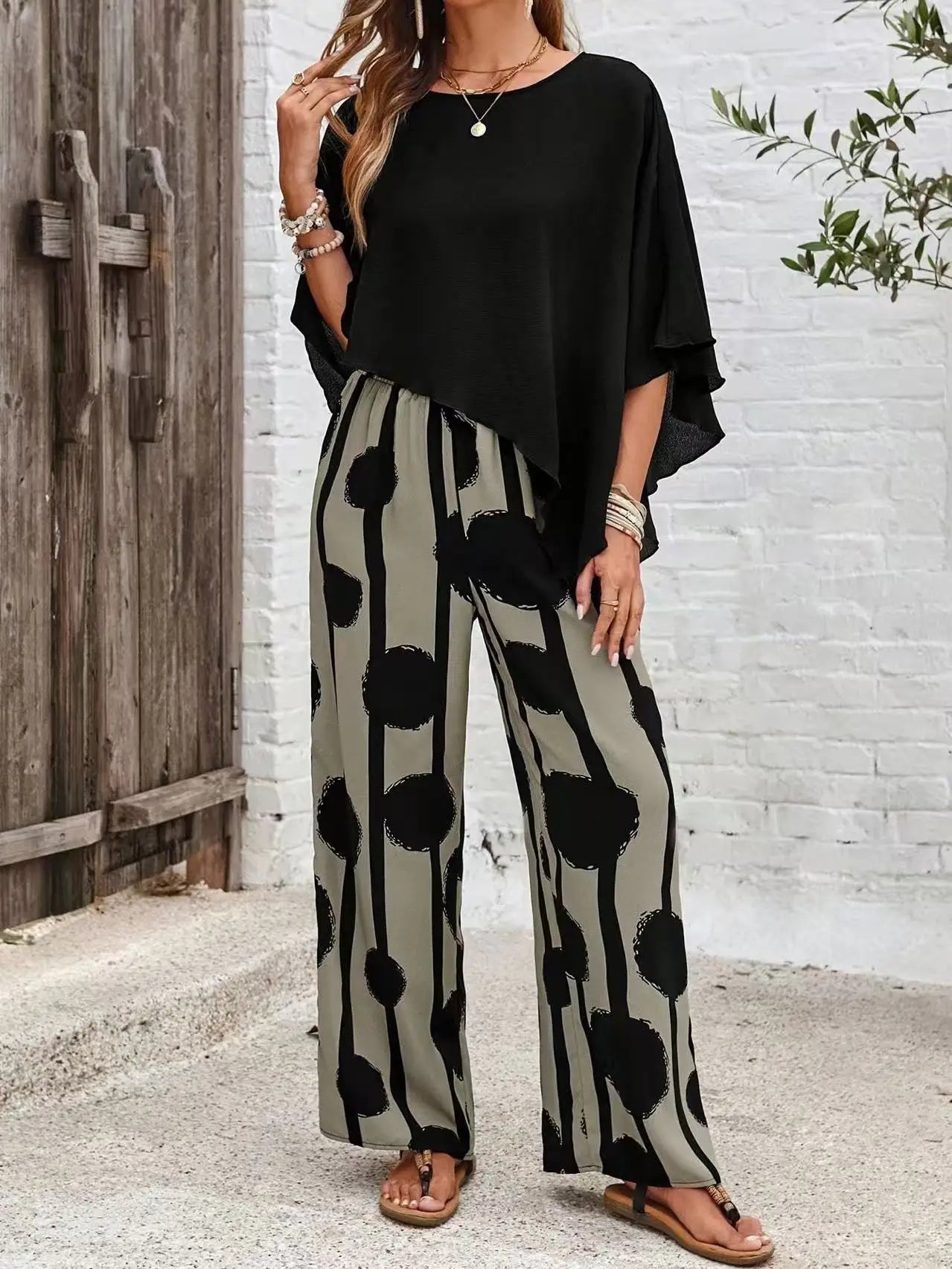 Pant women 2026 casual new loose confortable dot print fashion casual wide-leg pants