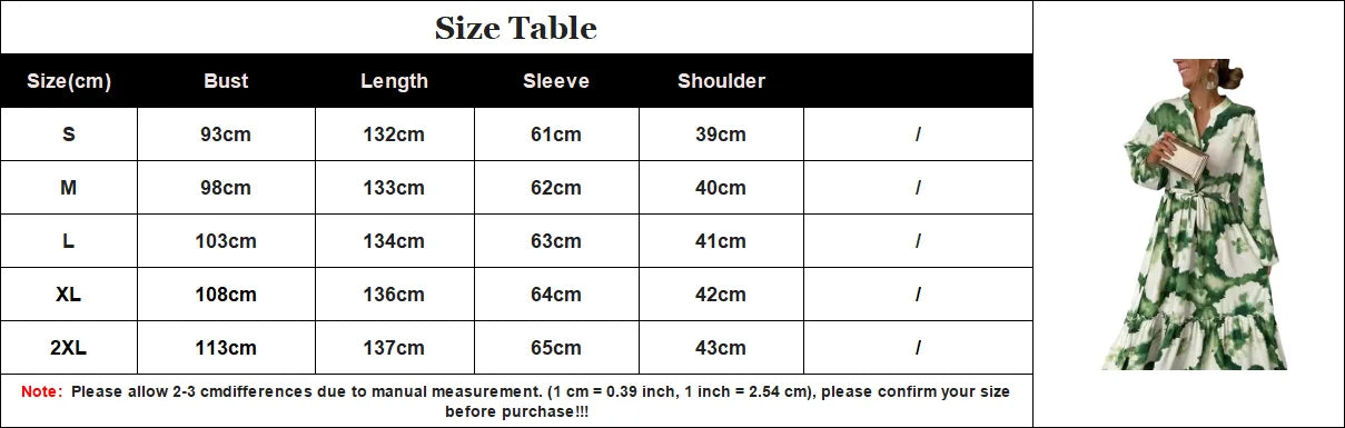 2024 Summer Elegant Women Maxi Dresses Fashion Green Print Long Sleeve V Neck Waist Adjustment Long Dress Female Party Vestido