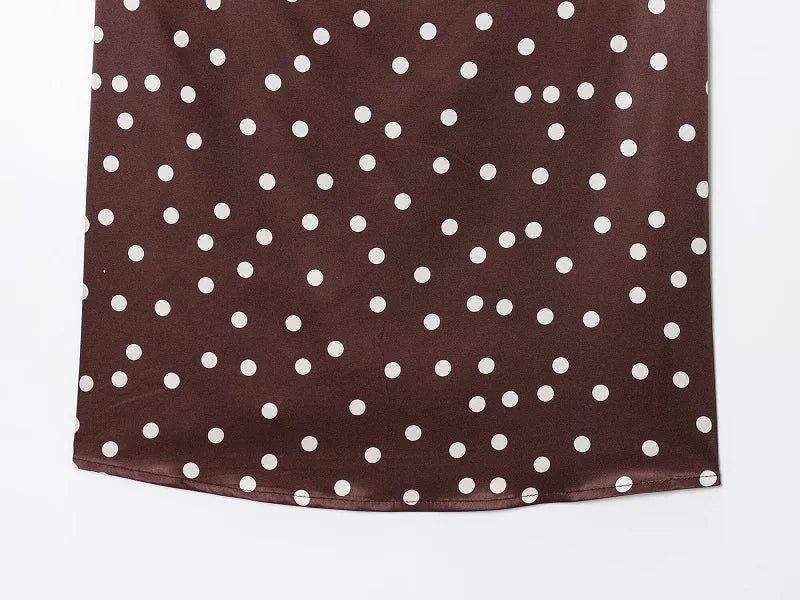 MUJER Polka Dot Pants Set Women 2 Piece Satin High Waist Woman Trousers Suits Corset Crop Top Woman Summer Outfit Women's Pants