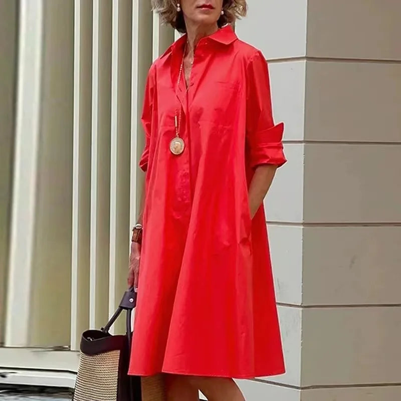 Simple Print Midi Dress Sleeveless Dress V-neck Bubble Sleeve Long Dress Casual Style Business Suit Polyester Fabric