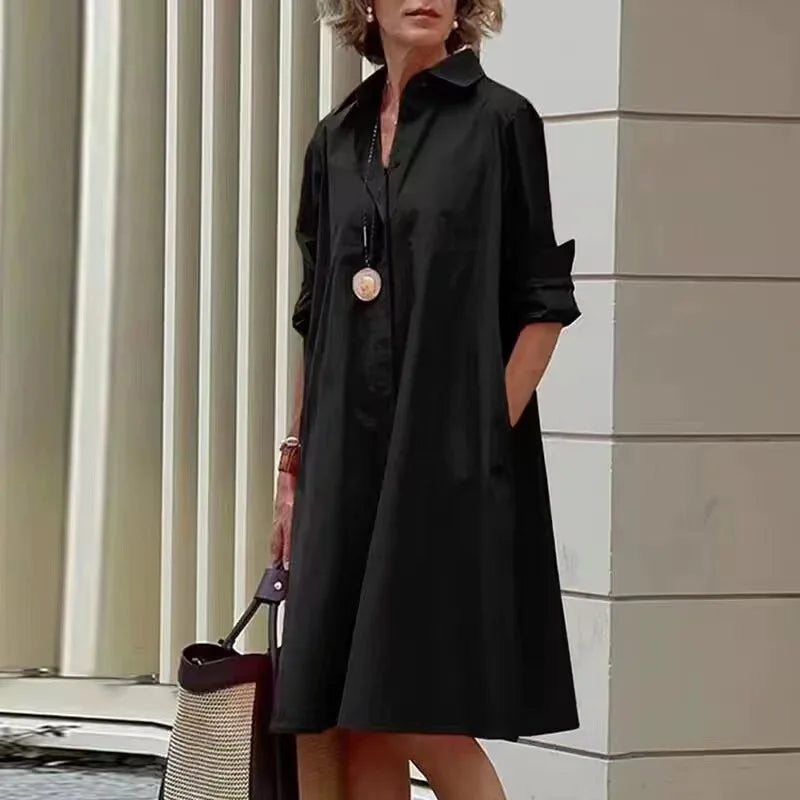 Simple Print Midi Dress Sleeveless Dress V-neck Bubble Sleeve Long Dress Casual Style Business Suit Polyester Fabric