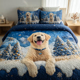 3 részes steppelt ágyneműszett – Golden retriever