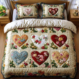 3 részes steppelt ágyneműszett – Patchwork szívek