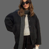 Mylah Női Bouclé Bomber Dzseki – Texturált Oversize Dizájn Diszkrét Cipzárral