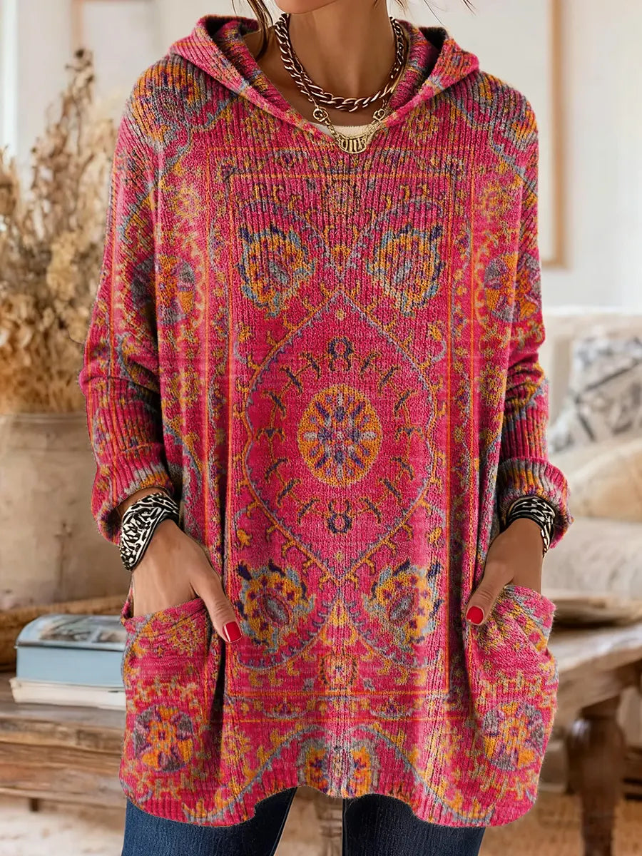 Seraphina retro kapucnis kötött tunika